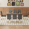 9-Piece Dining Set with Tempered Glass Table and 8 PU Armless Chairs - 2 of 4