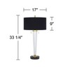 Vienna Full Spectrum Belle Modern Table Lamp 33 1/4" Tall Clear Crystal Glass Black Drum Shade for Bedroom Living Room Bedside Nightstand Office House - 4 of 4