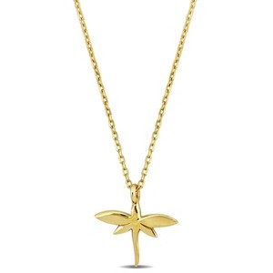 EVERLY JEWELRY | 14K Yellow Gold Dragonfly Pendant with Chain - 17 inch - 1 of 4