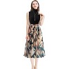 Women's Chiffon Pleated Midi Skirt - A-Line Skirt with Elastic Waist for Elegant Style Blue Leaves Leaves - 4 of 4