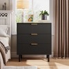 Black Wave Fluted 3 Drawers Dresser, Wide Wood Chest of Drawers, Modern Storage Chest of Drawers Organizer with Metal Legs for Bedroom - 3 of 4