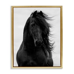 Stupell Industries Black Stallion Horse Portrait Floating Frame Canvas Art - 1 of 4