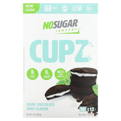 No Sugar Company Cupz, Dark Chocolate Mint, 12 Cupz, 0.6 oz (17 g) Each