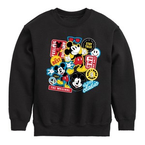 Boys' - Disney - Mickey Sticker Look Graphic Long Sleeve Fleece Sweatshirt - 1 of 4