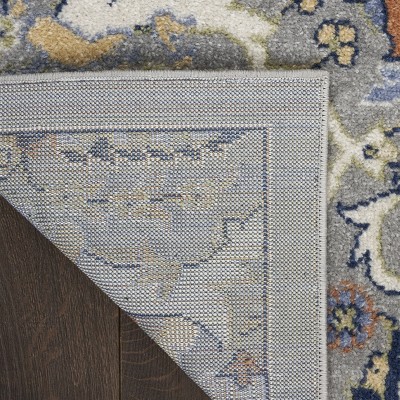 Gray Floral Synthetic 5'3" x 7'3" Rectangular Area Rug