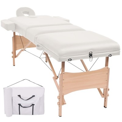 vidaXL 3-Zone Folding Massage Table 3.9 in. Thick White