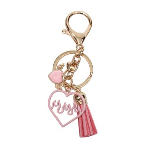 Unique Bargains Heart Tassel Handbag Charm Pink Gold Tone 1 Pc - 1 of 4