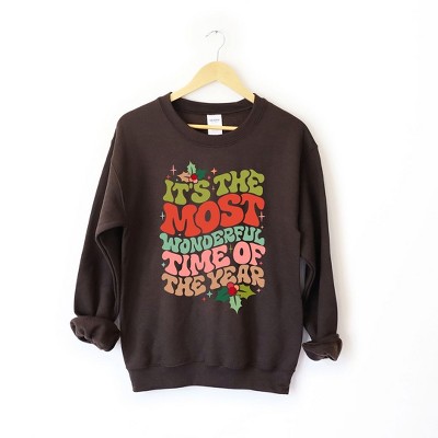 Simply Sage Market Women's Graphic Sweatshirt Most Wonderful Time Of Year Holly