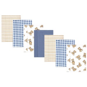 Hudson Baby Infant Boy Flannel Burp Cloth 7pk, Gentleman Bear, One Size - 1 of 4