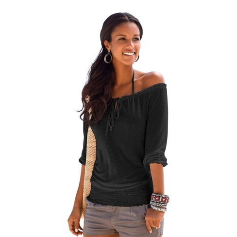 LASCANA Women's Off The Shoulder Top Solid - image 1 of 4