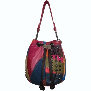 Amerileather Q Metal Mini Purse – Top Grain Patched Lambskin with Edgy Compact Design for Statement-Making Everyday Carry - 1 of 3