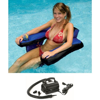 Swimline 90465 Inflatable Nylon Fabric Covered Pool Chair w/ 110 Volt Air Pump