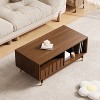 ATJafurn 47" Wooden Coffee Table with 2 Drawers and Open Storage Mid Century Modern Coffee Table Suitable for Living Room Apartment, Walnut - 3 of 4