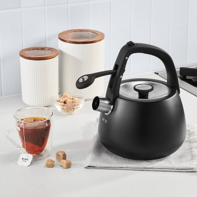 Cuisinart 2qt Stainless Steel Stovetop Kettle Matte Black CKS-25MBK: Whistling Tea Kettle, Large Handle, Flip-Up Spout