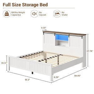 Bed Frame, Full Size Platform Bed Frame with Sliding Barn Door Storage Cabinets - 1 of 4