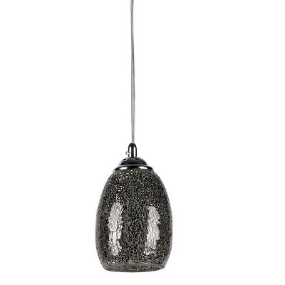 Melia Contemporary Chrome Mini Pendant Light with Glass Mosaic