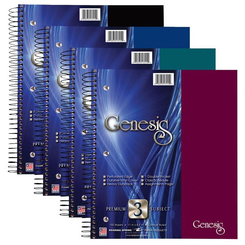 Roaring Spring Genesis 3 Subject Wirebound College Ruled Notebook, 11 x 9 Inches, 2 of 4