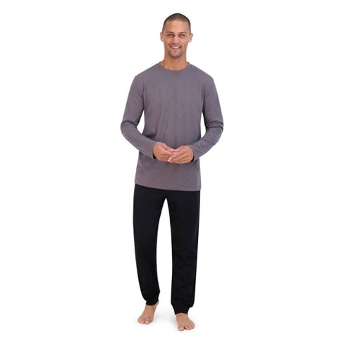 Men Thermal Nightwear Men Long Sleeve Waffle Sleepwear Set Mens