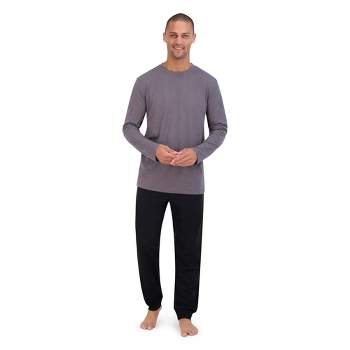 Hanes Originals Men's 2pc Super Soft French Terry Joggers + Long Sleeve Slub Crewneck Sleep Pajama Set