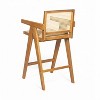 Sapphtopaz Modern Woven Bar Stools Set of 2 Wooden Dining Chairs with Cane Back, Counter Height Bar Stools for Kitchen, Living Room - 3 of 4