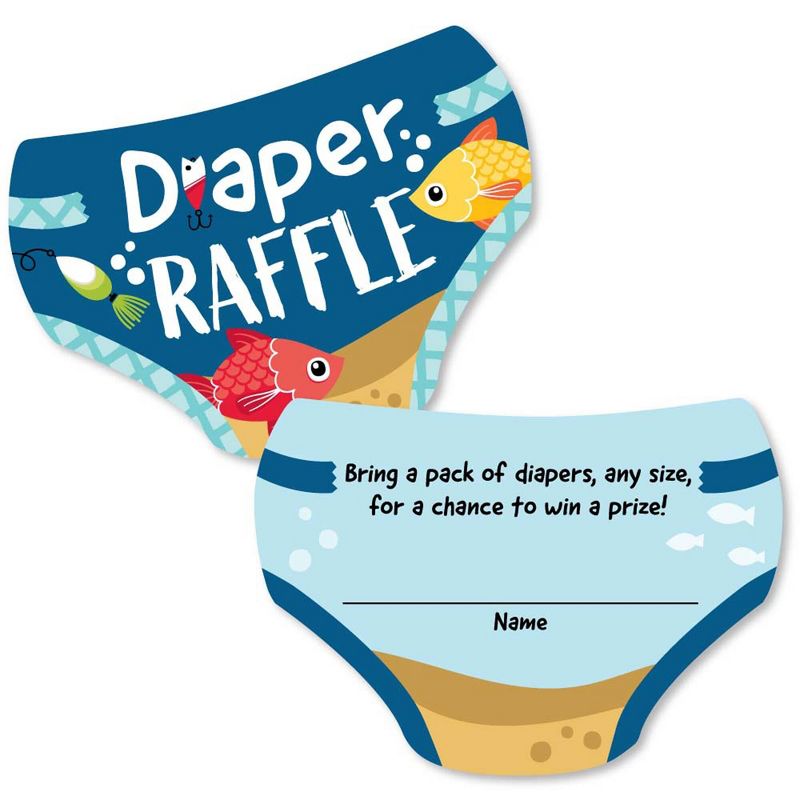 Big Dot of Happiness Let's Go Fishing - Diaper Shaped Raffle Ticket Inserts - Fish Themed Baby Shower Activities - Diaper Raffle Game - Set of 24, 1 of 5