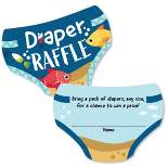 Big Dot of Happiness Let's Go Fishing - Diaper Shaped Raffle Ticket Inserts - Fish Themed Baby Shower Activities - Diaper Raffle Game - Set of 24