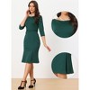 Allegra K Women's Business Elegant Boat Neck Half Sleeve Pleated Midi Dress - 2 of 4