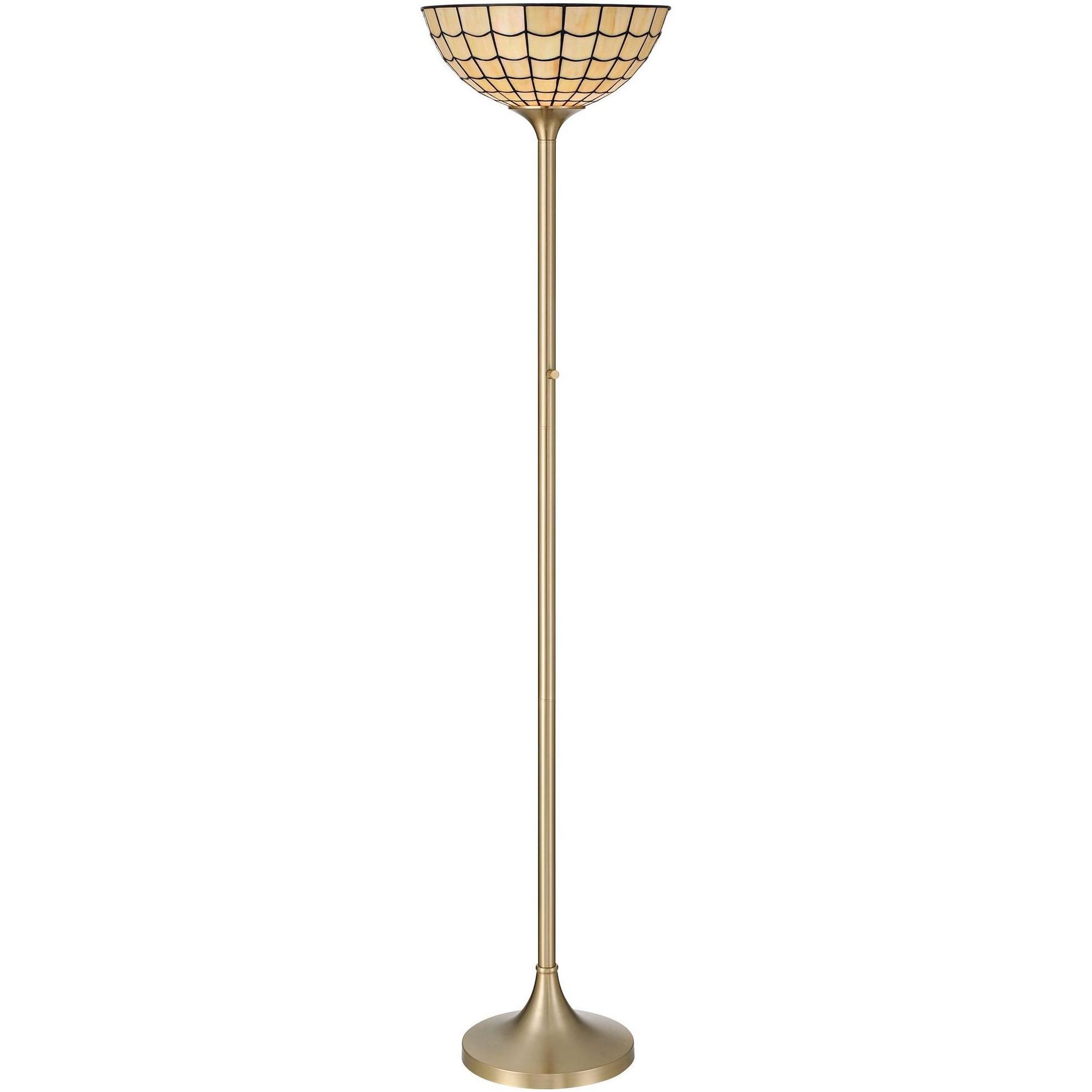 Robert Louis Tiffany Covina 71 1/4" High Brass Torchiere Floor Lamp