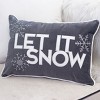Gulches "Let It Snow" Gray Velvet Lumbar Pillow,14x20 with Insert, Winter Sofa Accent with Frosted Berries Trim - 3 of 4