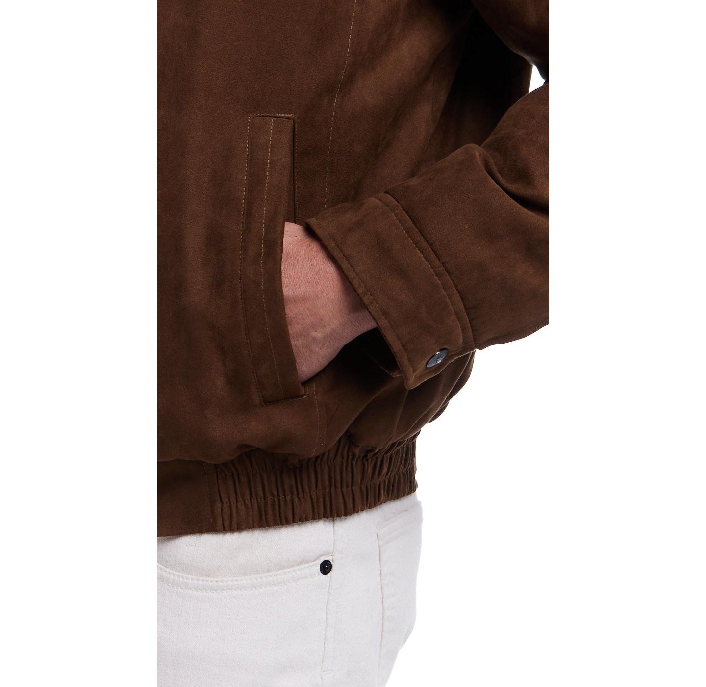 Мужская куртка Weatherproof Chocolate Brown Microsuede Bomber, цвет: Шоколадный — фото 7