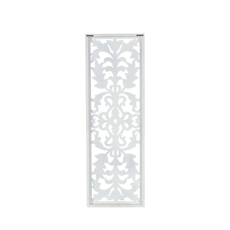 Olivia &#38; May 42&#34;x14&#34; Wood Floral Carved Panel Wall Decor with Scroll Details White, 1 of 6