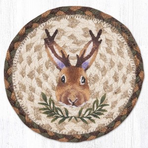 Earth Rugs Jackalope Portrait Round Large Coaster – 7"x7" Rustic Wildlife Farmhouse Accent - 1 of 3