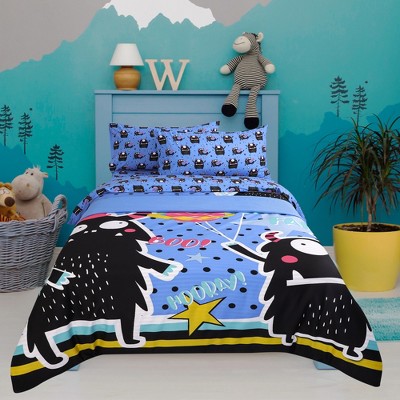 5 Pcs Twin Polyester Microfiber Fabric Monster Pattern Soft Washable Duvet Cover Bedding Sets Multicolor - PiccoCasa