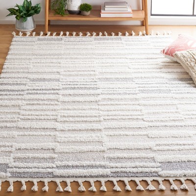 Ivory Diamond Shag Synthetic 4' x 6' Area Rug