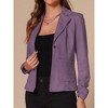 INSPIRE CHIC Women's Notched Collar Button Ruched Long Sleeve Faux Suede Blazer - 2 of 4