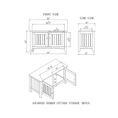 Charcoal Gray Shaker Cottage Hall Tree with Dual Storage