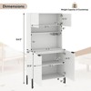 Costway 64.5” Kitchen Pantry Cabinet with Charging Station Wine Glass Rack Adjustable Shelf White - 3 of 4