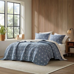 Sapphtopaz Coverlet Set Rustic Bedding Set Textured Stag Head Pattern Jacquard Reversible Coverlet,3 Piece 1 Coverlet,2 Pillow Shams - 1 of 4