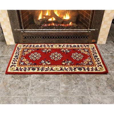 Burgundy Oriental Handmade Wool Rectangular Hearth Rug