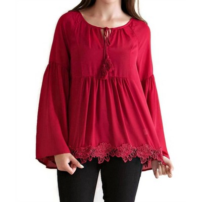 Women's Lace, Bell & Tassel Tunic Top - entro