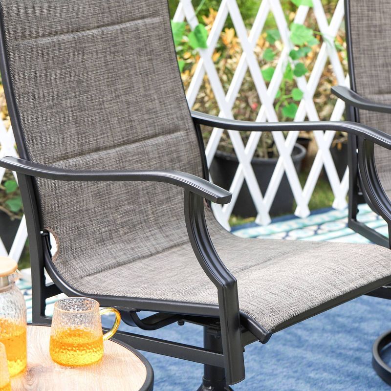 2pk Steel Patio 360 Swivel Padded Arm Chairs with Sling Seat &#38; Back - Captiva Designs, 3 of 12
