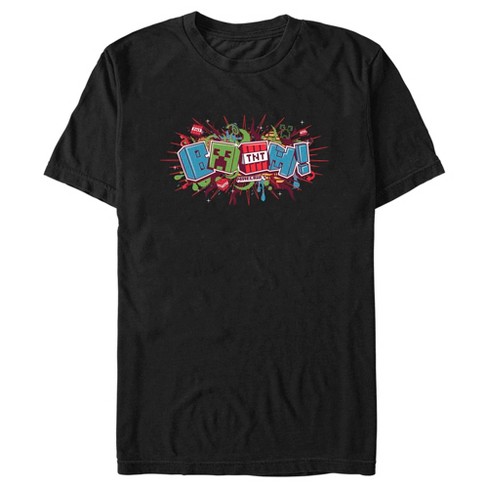 Men's Minecraft Creeper Boom Colorful T-shirt - Black - Large : Target