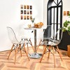 Set of 4 Dining Chairs Modern Plastic Shell Side Chair w/ Clear Seat & Wood Legs - image 2 of 4