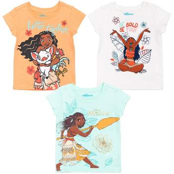Disney Princess Moana Toddler Girls 3 Pack Graphic T-Shirt Pink/White/Blue 