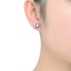 Guili Sterling Silver Rhodium & Rose Gold Plated Stud Earrings with Round and Baguette CZ Stones – Classic and Luxurious for Timeless Elegance - 2 of 3