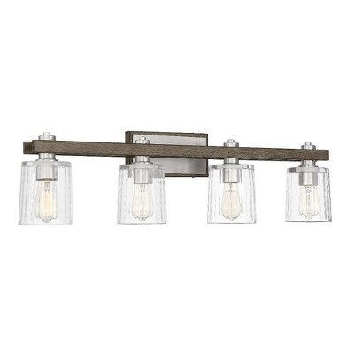 Halifax 4-Light Satin Nickel and Gray Wood Vanity Light