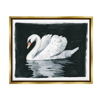 Stupell Industries Beautiful Swan Black ReflectionFloater Canvas Wall Art