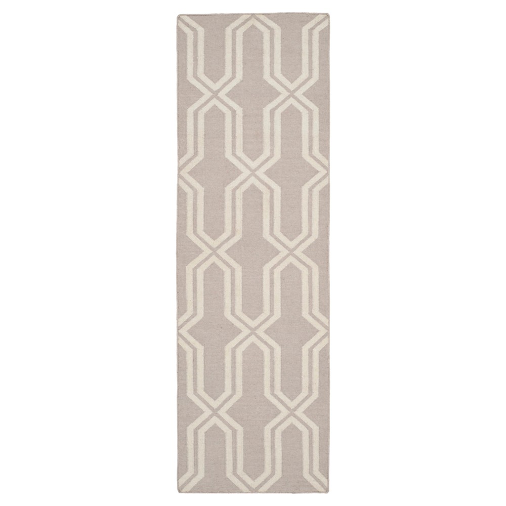 2'6 x8' Safi Geometric Area Rug Gray/Ivory - Safavieh The Safi Geometric Rug Collection features contemporary flat weave rugs made using 100percent pure wool and faithful obedience to the traditions of local artisans of India. The original texture and soft colors of antique Dhurries, so prized by collectors, is skillfully recreated in these sublime carpets. Classic geometric motifs, with their organic nuances in pattern and tone, are equally at home in casual, mod, and traditional settings. The results are natural, organic and with wonderful nuances in pattern and tone. Size: 2'6 X8' RUNNER. Color: Gray/Ivory.