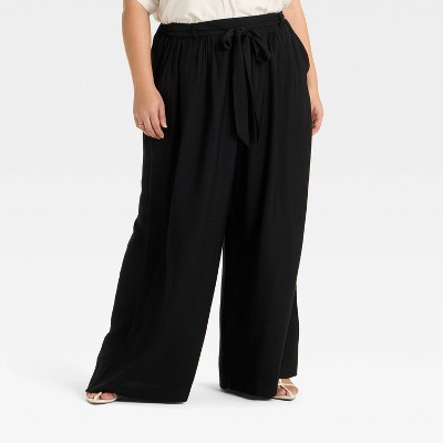 Women's Tie-Front Flowy Wide Leg Pants - Ava & Viv™