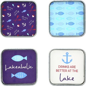 Pavilion Gift Company - Lake - 4" Coaster Set (4 Piece) - Coasters - 1 of 4